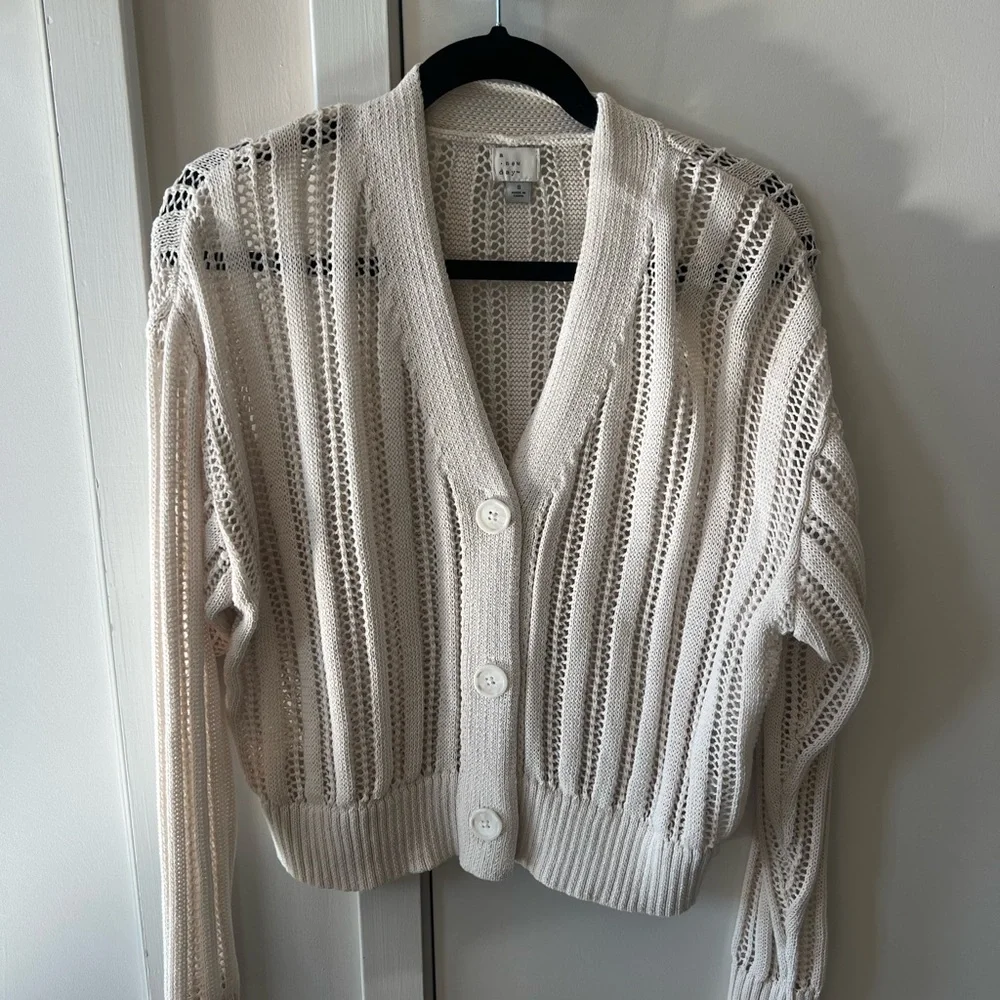 a new day Women's Cream Open-Knit Cardigan - Picture 1 of 3